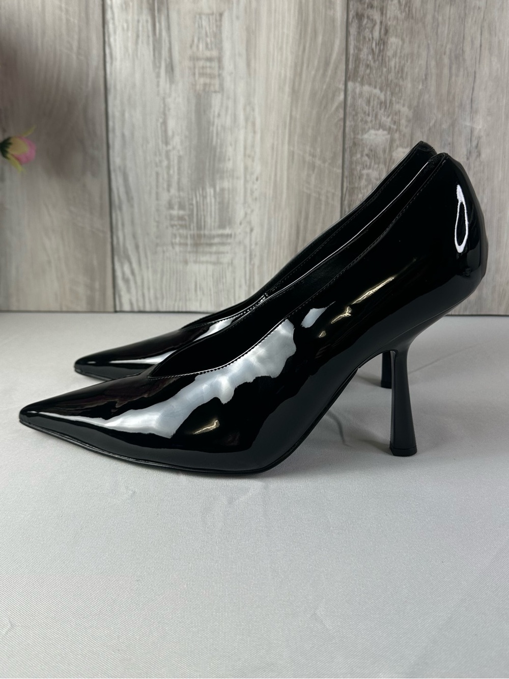 Nine West Black Patent Pointed Toe Pumps-12